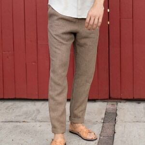 Alex Crane Men's Linen Bo Pants, Overdye Chai